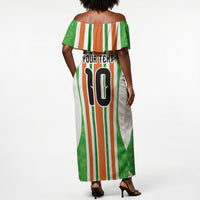 Custom Cote d'Ivoire Off Shoulder Maxi Dress The Elephants with African Pattern Stripes