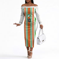 Custom Cote d'Ivoire Off The Shoulder Long Sleeve Dress The Elephants with African Pattern Stripes