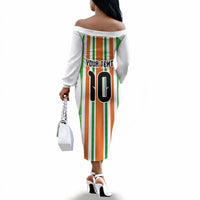 Custom Cote d'Ivoire Off The Shoulder Long Sleeve Dress The Elephants with African Pattern Stripes