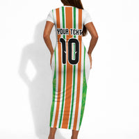 Custom Cote d'Ivoire Short Sleeve Bodycon Dress The Elephants with African Pattern Stripes