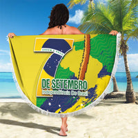 Brazil Independence Day Beach Blanket Sete de Setembro and Golden Lion Tamarin - Wonder Print Shop