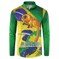 Brazil Independence Day Button Sweatshirt Sete de Setembro and Golden Lion Tamarin - Wonder Print Shop