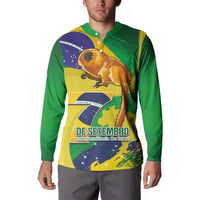 Brazil Independence Day Button Sweatshirt Sete de Setembro and Golden Lion Tamarin - Wonder Print Shop