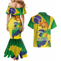 Brazil Independence Day Couples Matching Mermaid Dress and Hawaiian Shirt Sete de Setembro and Golden Lion Tamarin - Wonder Print Shop