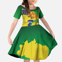 Brazil Independence Day Family Matching Off The Shoulder Long Sleeve Dress and Hawaiian Shirt Sete de Setembro and Golden Lion Tamarin - Wonder Print Shop