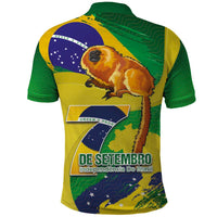 Brazil Independence Day Polo Shirt Sete de Setembro and Golden Lion Tamarin - Wonder Print Shop