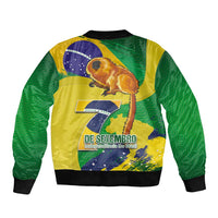 Brazil Independence Day Sleeve Zip Bomber Jacket Sete de Setembro and Golden Lion Tamarin - Wonder Print Shop