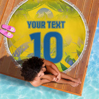 Custom Brazil Football Champion 2024 Beach Blanket - Wonder Print Shop