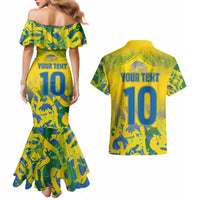 Custom Brazil Football Champion 2024 Couples Matching Mermaid Dress and Hawaiian Shirt - Wonder Print Shop