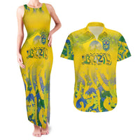 Custom Brazil Football Champion 2024 Couples Matching Tank Maxi Dress and Hawaiian Shirt - Wonder Print Shop