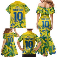 Custom Brazil Football Champion 2024 Family Matching Mermaid Dress and Hawaiian Shirt - Wonder Print Shop