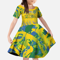 Custom Brazil Football Champion 2024 Family Matching Off The Shoulder Long Sleeve Dress and Hawaiian Shirt - Wonder Print Shop