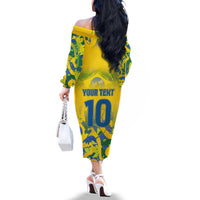Custom Brazil Football Champion 2024 Family Matching Off The Shoulder Long Sleeve Dress and Hawaiian Shirt - Wonder Print Shop