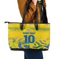Custom Brazil Football Champion 2024 Leather Tote Bag - Wonder Print Shop