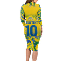Custom Brazil Football Champion 2024 Long Sleeve Bodycon Dress - Wonder Print Shop