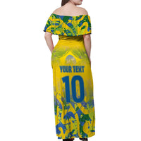 Custom Brazil Football Champion 2024 Off Shoulder Maxi Dress - Wonder Print Shop