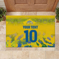 Custom Brazil Football Champion 2024 Rubber Doormat - Wonder Print Shop