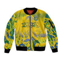 Custom Brazil Football Champion 2024 Sleeve Zip Bomber Jacket - Wonder Print Shop