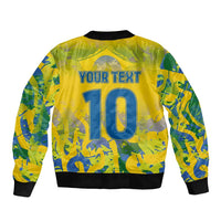 Custom Brazil Football Champion 2024 Sleeve Zip Bomber Jacket - Wonder Print Shop