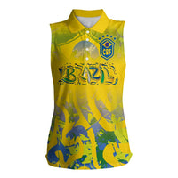Custom Brazil Football Champion 2024 Women Sleeveless Polo Shirt - Wonder Print Shop