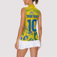 Custom Brazil Football Champion 2024 Women Sleeveless Polo Shirt - Wonder Print Shop