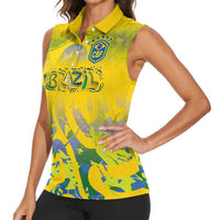Custom Brazil Football Champion 2024 Women Sleeveless Polo Shirt - Wonder Print Shop