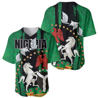Nigeria Independence Day Baseball Jersey National Seal with Peace Dove African Pattern - Wonder Print Shop