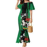 Nigeria Independence Day Family Matching Mermaid Dress and Hawaiian Shirt National Seal with Peace Dove African Pattern - Wonder Print Shop