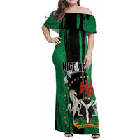Nigeria Independence Day Family Matching Off Shoulder Maxi Dress and Hawaiian Shirt National Seal with Peace Dove African Pattern - Wonder Print Shop