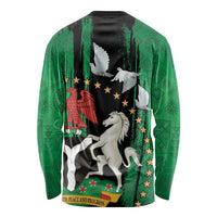 Nigeria Independence Day Long Sleeve Shirt National Seal with Peace Dove African Pattern - Wonder Print Shop