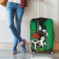 Nigeria Independence Day Luggage Cover National Seal with Peace Dove African Pattern - Wonder Print Shop