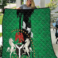 Nigeria Independence Day Quilt National Seal with Peace Dove African Pattern - Wonder Print Shop