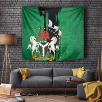 Nigeria Independence Day Tapestry National Seal with Peace Dove African Pattern - Wonder Print Shop