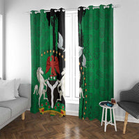 Nigeria Independence Day Window Curtain National Seal with Peace Dove African Pattern - Wonder Print Shop