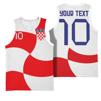 Custom Croatia National Football Basketball Jersey Reds and Whites Checkered - Wonder Print Shop