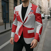 Custom Croatia National Football Blazer Reds and Whites Checkered - Wonder Print Shop