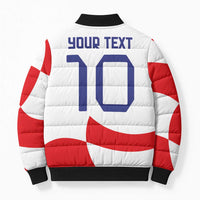 Custom Croatia National Football Bomber Puffer Jacket Reds and Whites Checkered - Wonder Print Shop