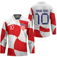 Custom Croatia National Football Hockey Jersey Reds and Whites Checkered - Wonder Print Shop