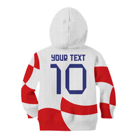 Custom Croatia National Football Kid Hoodie Reds and Whites Checkered - Wonder Print Shop