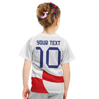 Custom Croatia National Football Kid T Shirt Reds and Whites Checkered - Wonder Print Shop