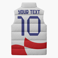 Custom Croatia National Football Sleeveless Puffer Jacket Reds and Whites Checkered - Wonder Print Shop