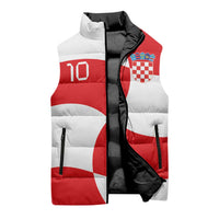 Custom Croatia National Football Sleeveless Puffer Jacket Reds and Whites Checkered - Wonder Print Shop