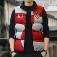Custom Croatia National Football Sleeveless Puffer Jacket Reds and Whites Checkered - Wonder Print Shop