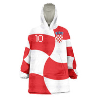 Custom Croatia National Football Wearable Blanket Hoodie Reds and Whites Checkered - Wonder Print Shop