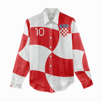 Custom Croatia National Football Women Casual Shirt Reds and Whites Checkered - Wonder Print Shop