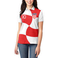 Custom Croatia National Football Women Polo Shirt Reds and Whites Checkered - Wonder Print Shop
