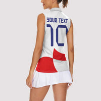 Custom Croatia National Football Women Sleeveless Polo Shirt Reds and Whites Checkered - Wonder Print Shop