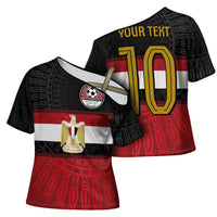 Custom Egypt National Football Cross Shoulder Shirt Egyptian Geometric and Flag - Wonder Print Shop