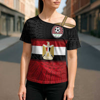 Custom Egypt National Football Cross Shoulder Shirt Egyptian Geometric and Flag - Wonder Print Shop