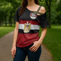 Custom Egypt National Football Cross Shoulder Shirt Egyptian Geometric and Flag - Wonder Print Shop